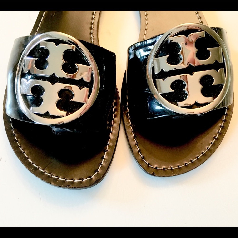 TORY BURCH Black Patent Slides